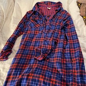 J Crew Flannel Dress Tunic, plaid, size L